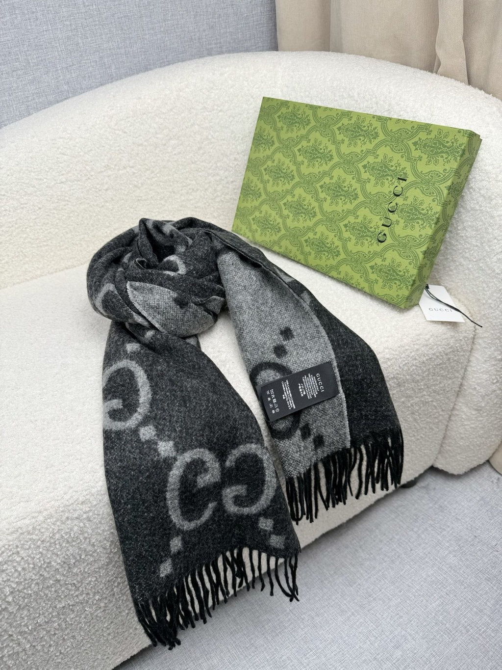 Charcoal Gray and Black Fringed Scarf product image 8, provided for visual reference and product detail review