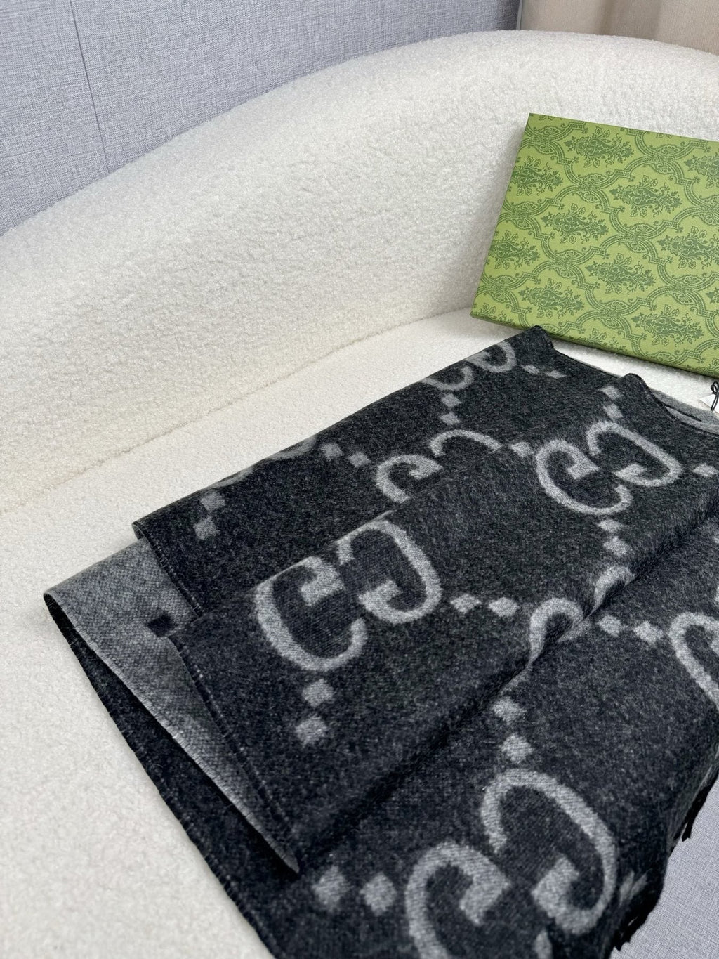 Charcoal Gray and Black Fringed Scarf product image 9, provided for visual reference and product detail review