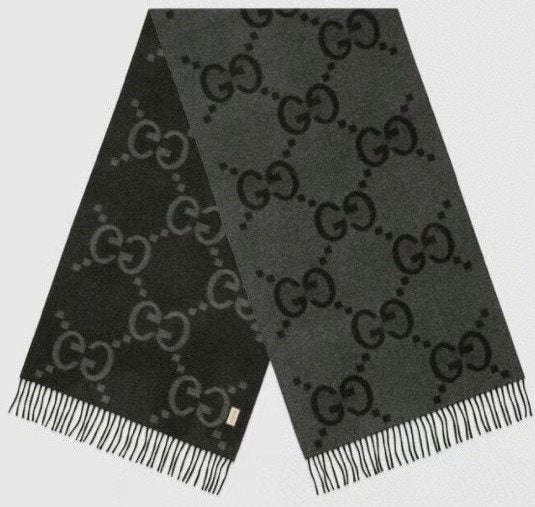 Charcoal Gray and Black Fringed Scarf product image 1, provided for visual reference and product detail review