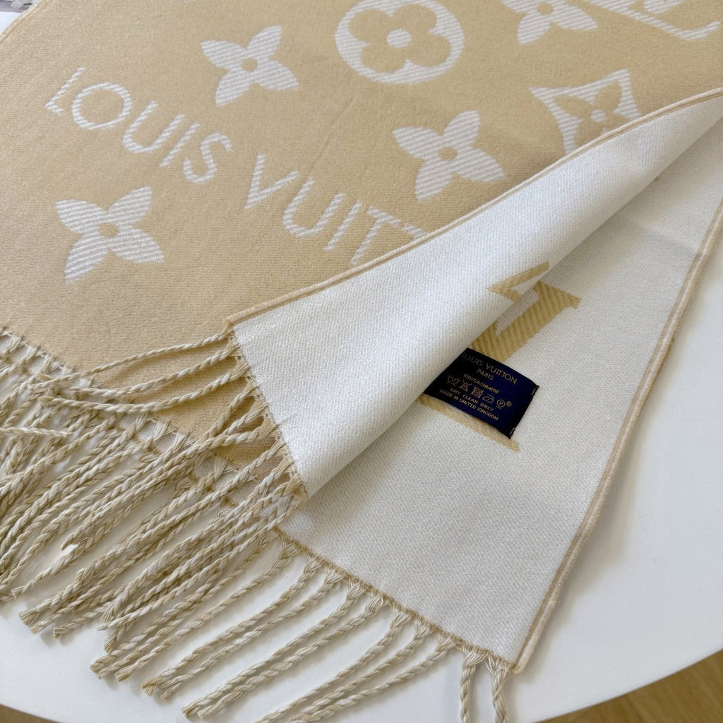 Louis Vuitton Reversible Floral-Geometric Fringe Scarf product image 8, provided for visual reference and product detail