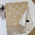 Louis Vuitton Beige & White Fringed Scarf product image 1, provided for visual reference and product detail review