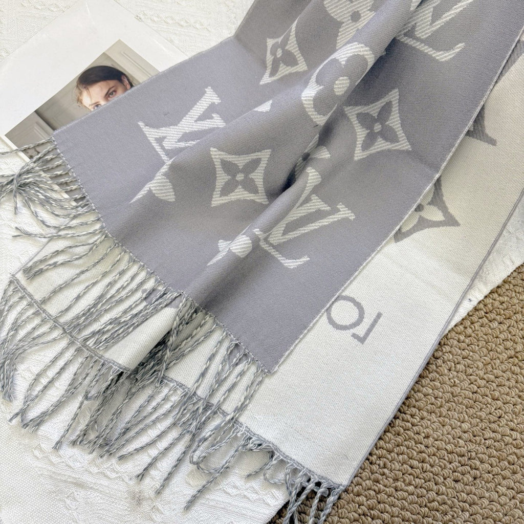 Louis Vuitton Reversible Floral-Geometric Fringe Scarf product image 9, provided for visual reference and product detail