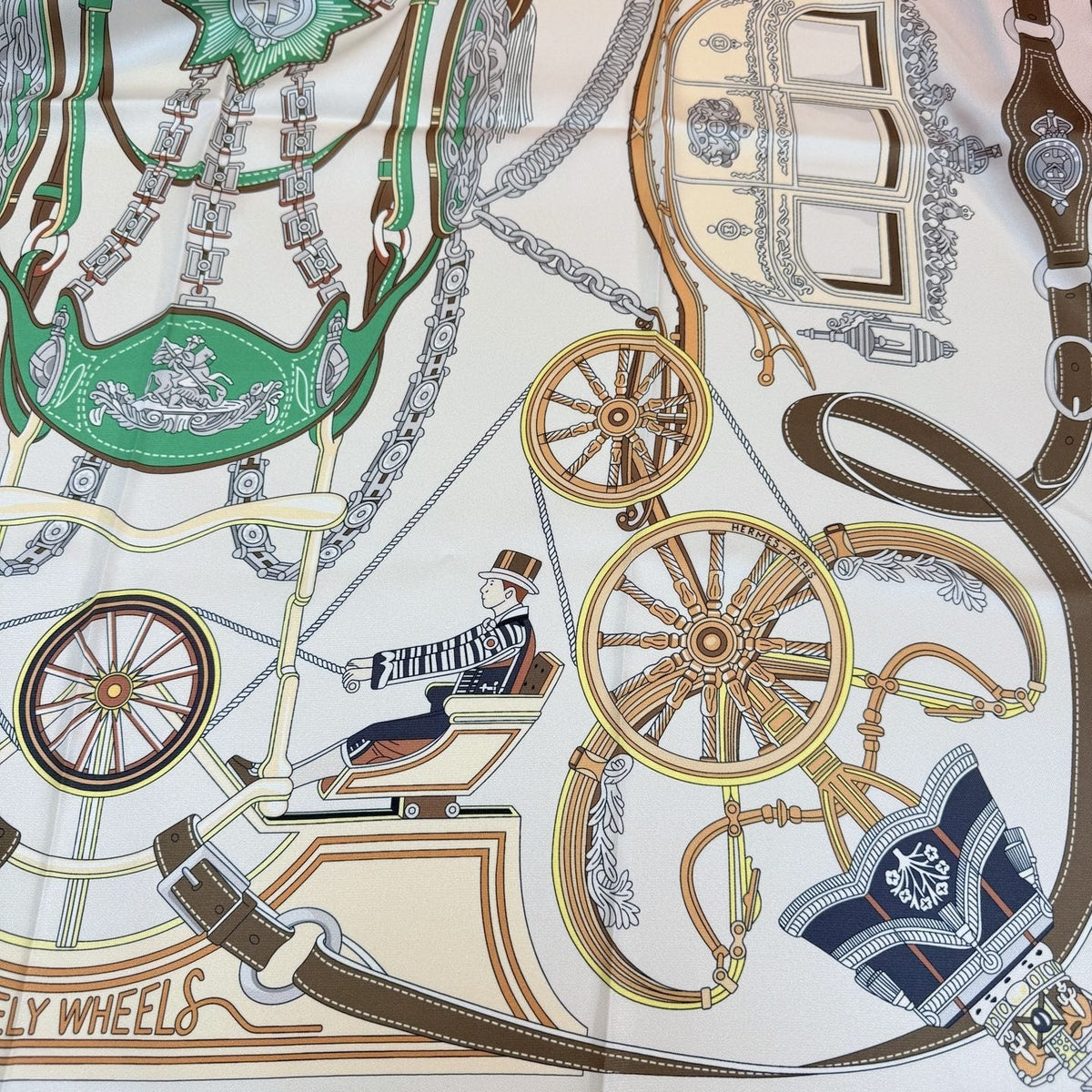 Hermès Carriage Print Silk Scarf product image 5, provided for visual reference and product detail review
