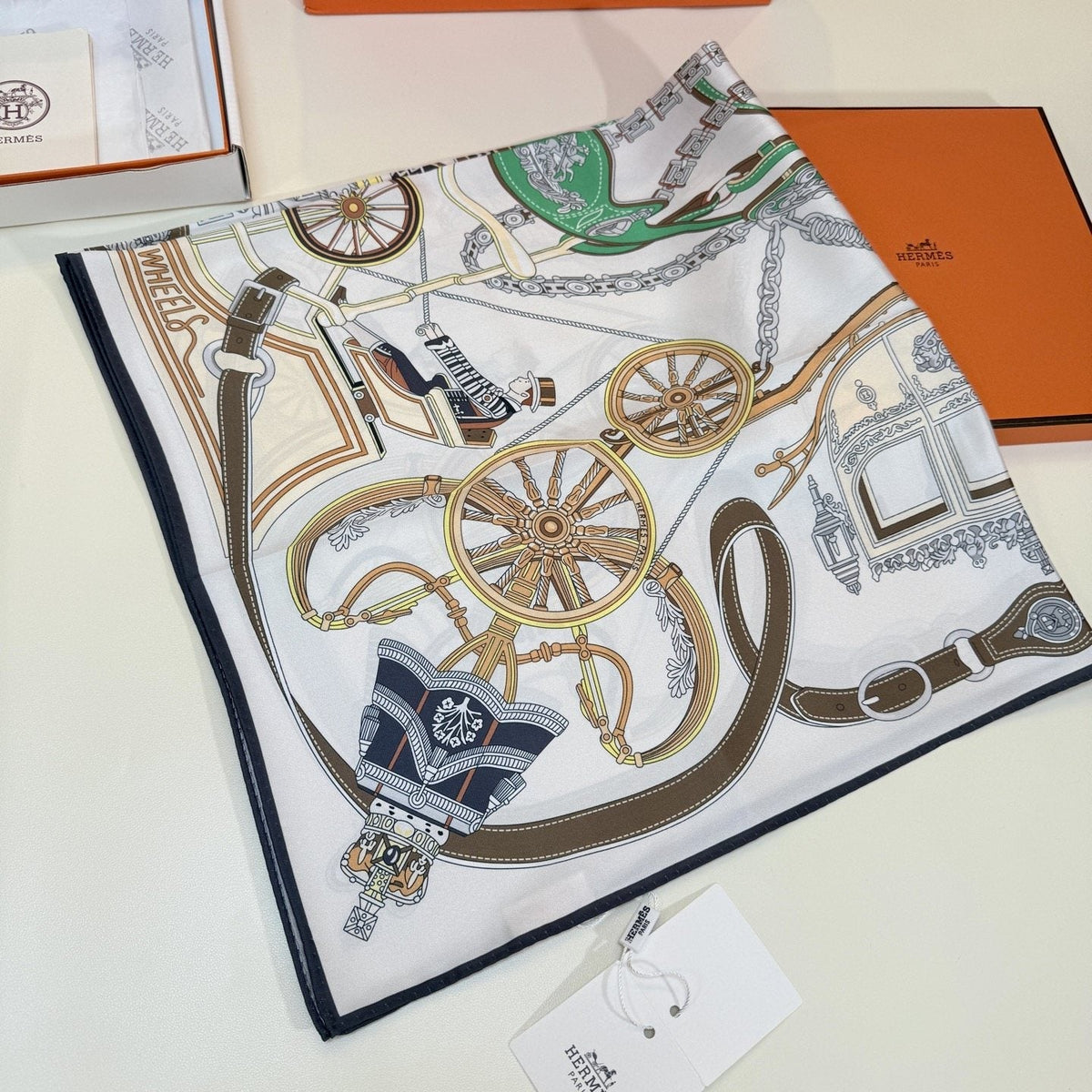 Hermès Carriage Print Silk Scarf product image 2, provided for visual reference and product detail review
