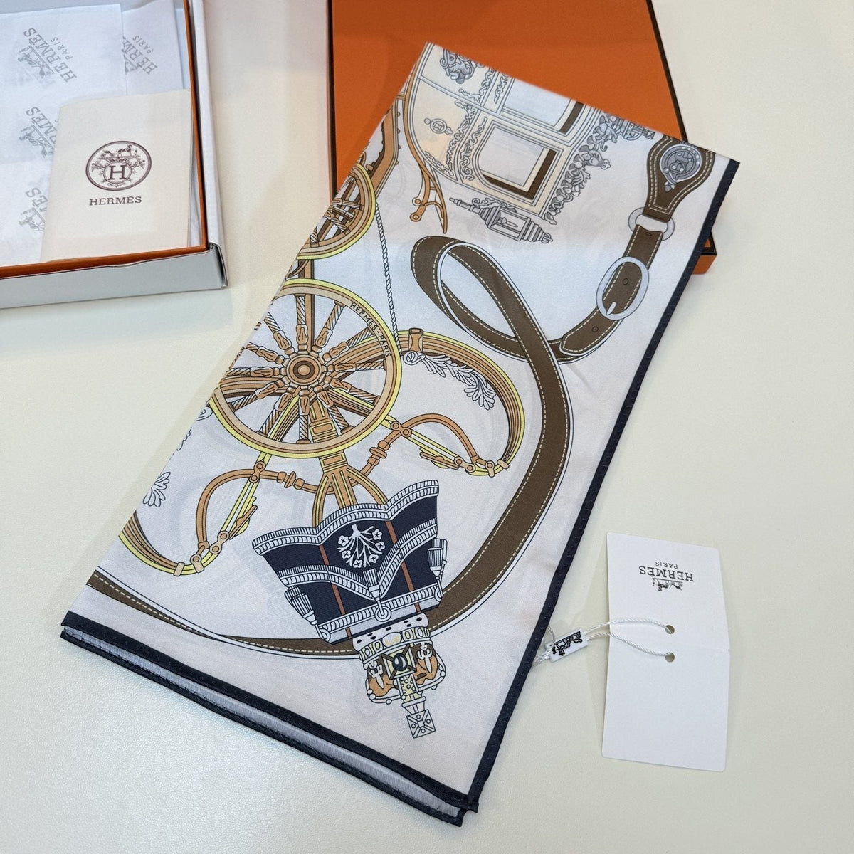 Hermès Carriage Print Silk Scarf product image 3, provided for visual reference and product detail review