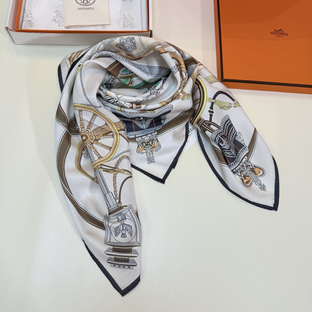 Hermès Carriage Print Silk Scarf product image 6, provided for visual reference and product detail review
