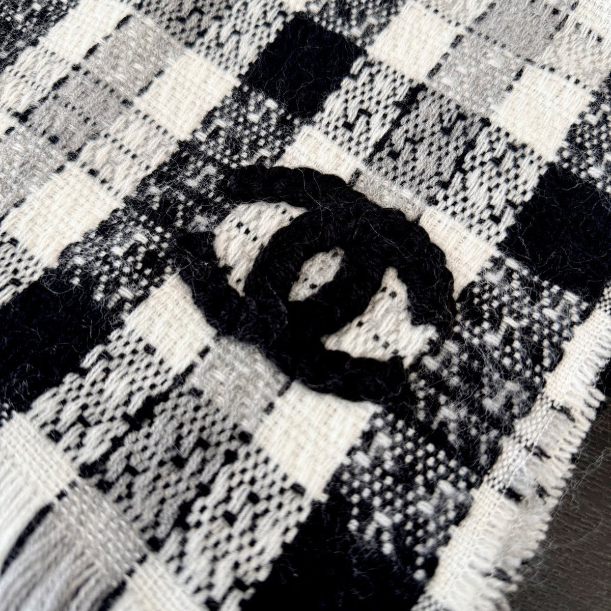 Chanel Checked Fringe Scarf product image 8, provided for visual reference and product detail review