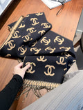 Chanel Interlocking Motif Fringed Scarf product image 1, provided for visual reference and product detail review