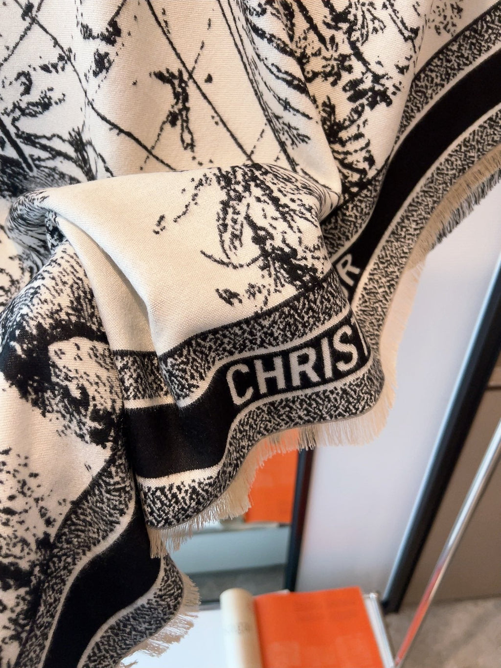 Dior Ivory and Black Toile Shawl product image 7, provided for visual reference and product detail review