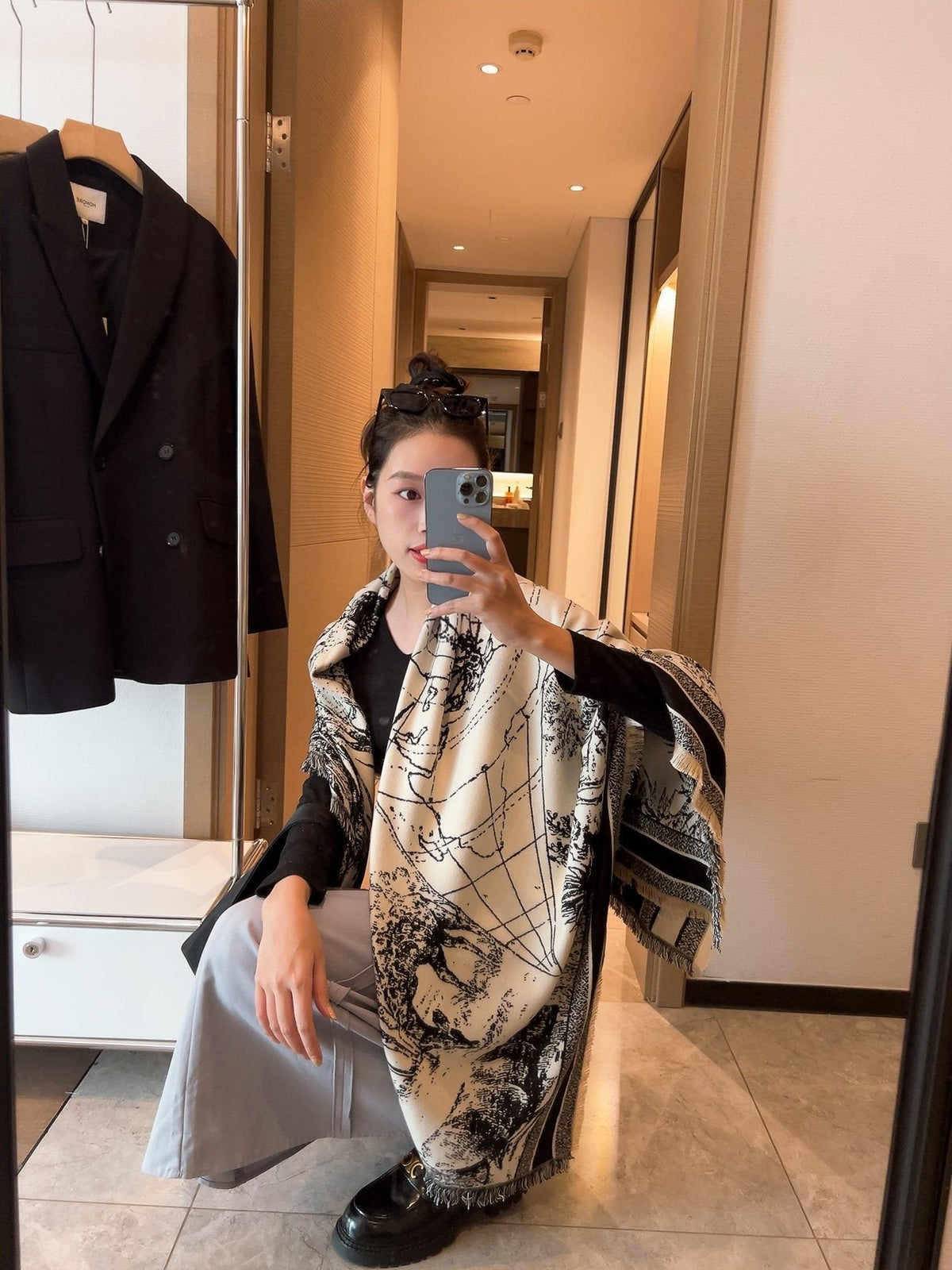 Dior Ivory and Black Toile Shawl product image 2, provided for visual reference and product detail review