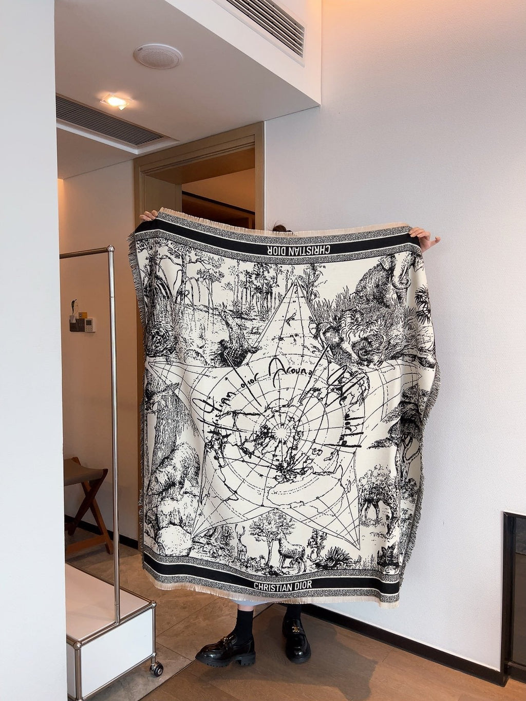 Dior Ivory and Black Toile Shawl product image 1, provided for visual reference and product detail review