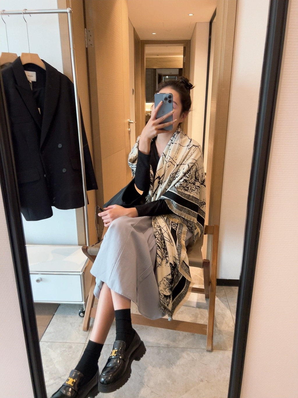 Dior Ivory and Black Toile Shawl product image 4, provided for visual reference and product detail review