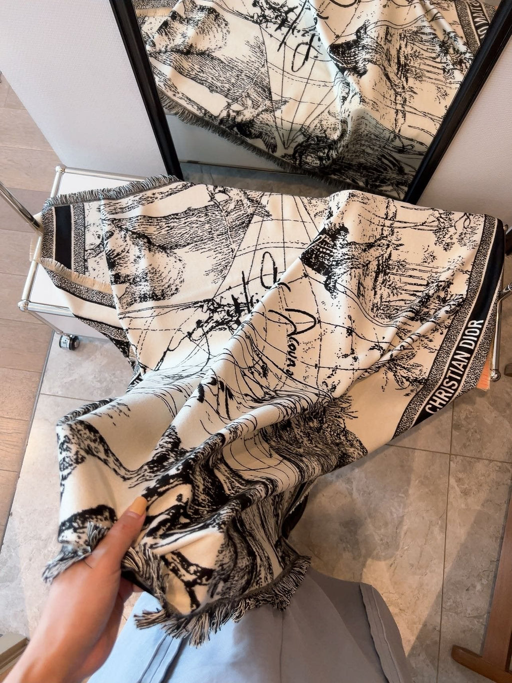 Dior Ivory and Black Toile Shawl product image 6, provided for visual reference and product detail review