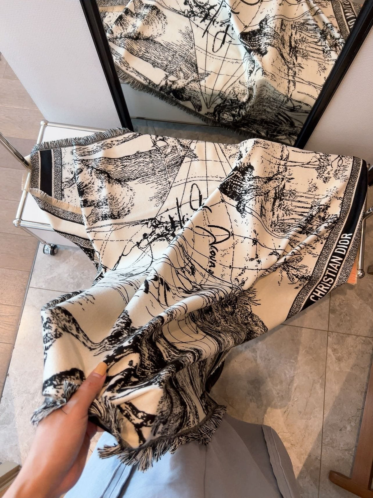 Dior Ivory and Black Toile Shawl product image 6, provided for visual reference and product detail review