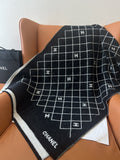 Chanel Black & Ivory Grid Shawl product image 1, provided for visual reference and product detail review