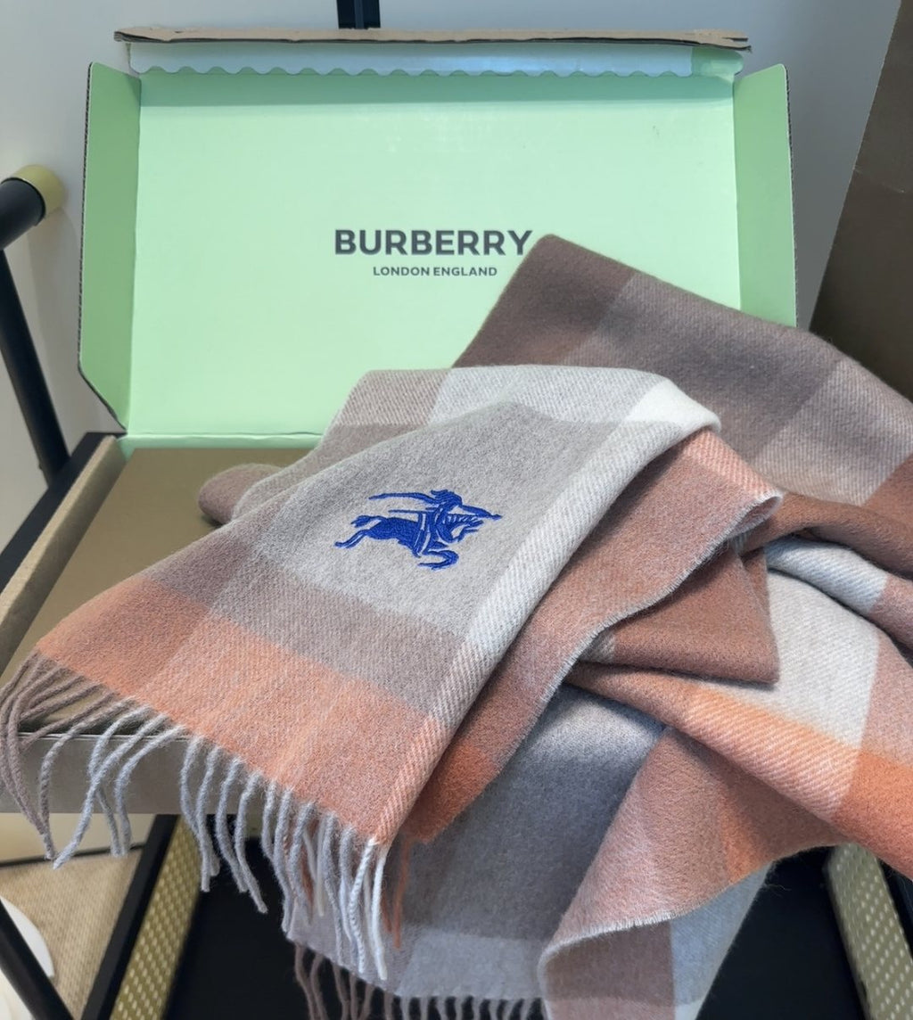 Burberry Taupe Plaid Fringed Scarf product image 8, provided for visual reference and product detail review