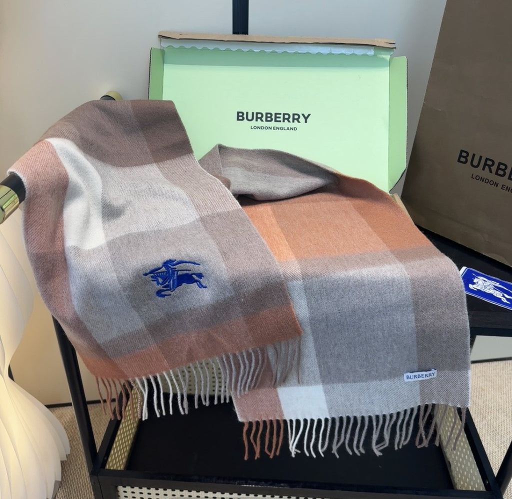 Burberry Pink Plaid Fringe Scarf product image 5, provided for visual reference and product detail review