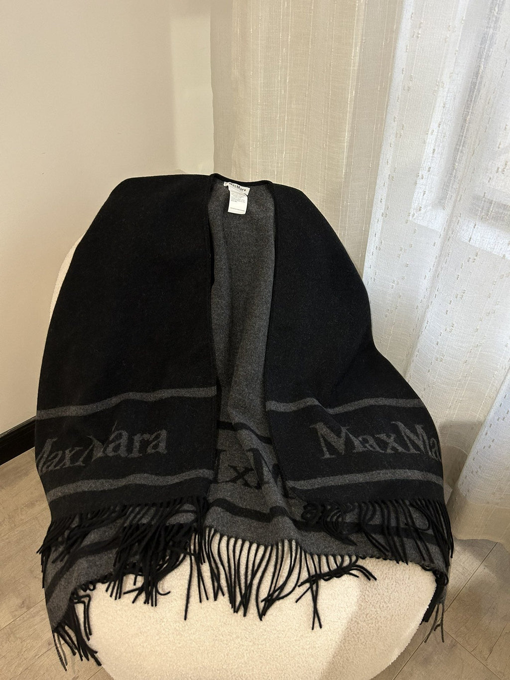 Max Mara Reversible Fringed Wrap Cape product image 1, provided for visual reference and product detail review