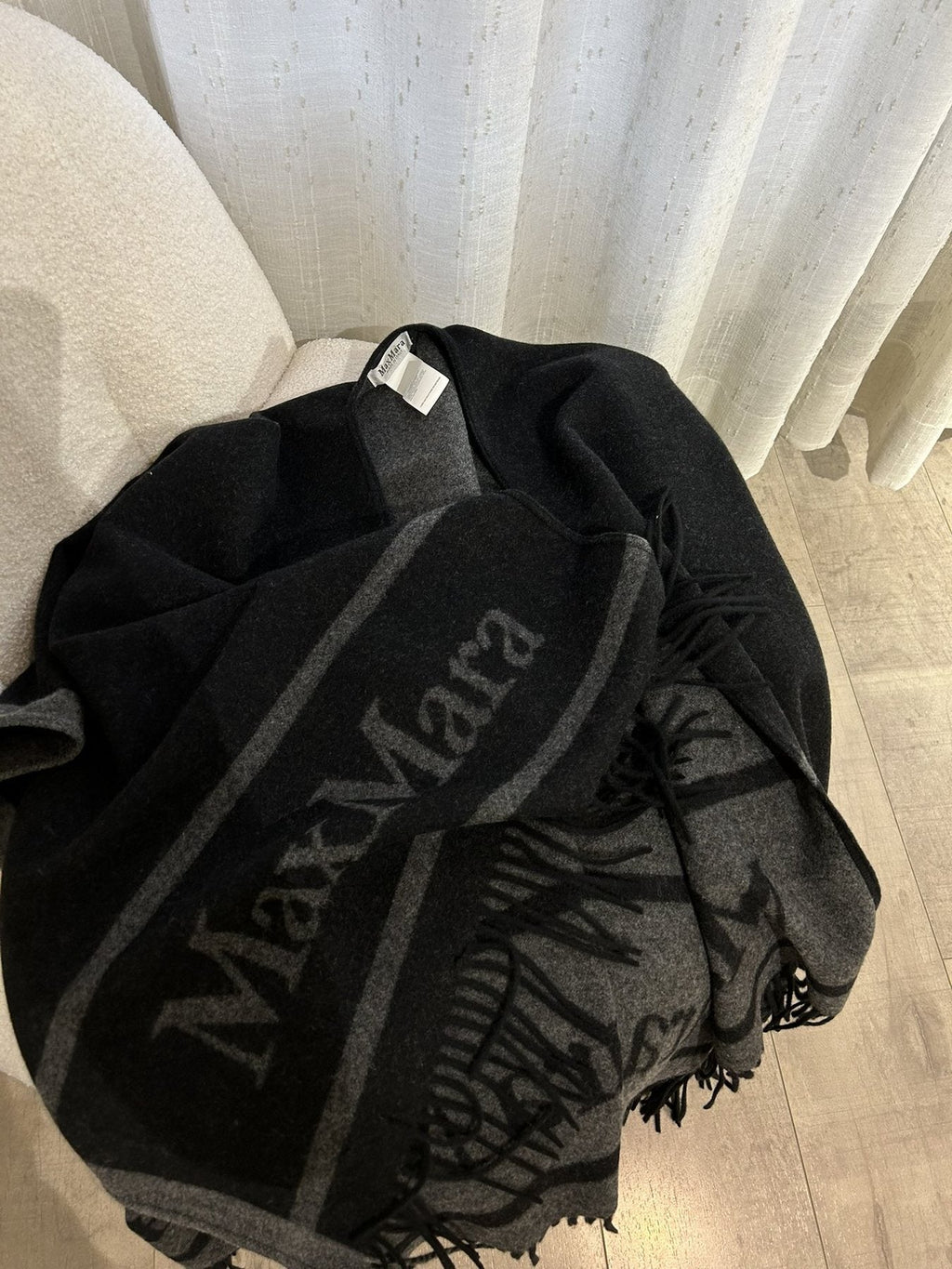 Max Mara Reversible Fringed Wrap Cape product image 6, provided for visual reference and product detail review