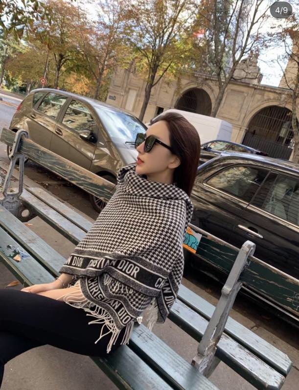 Dior Houndstooth Fringe Shawl product image 2, provided for visual reference and product detail review