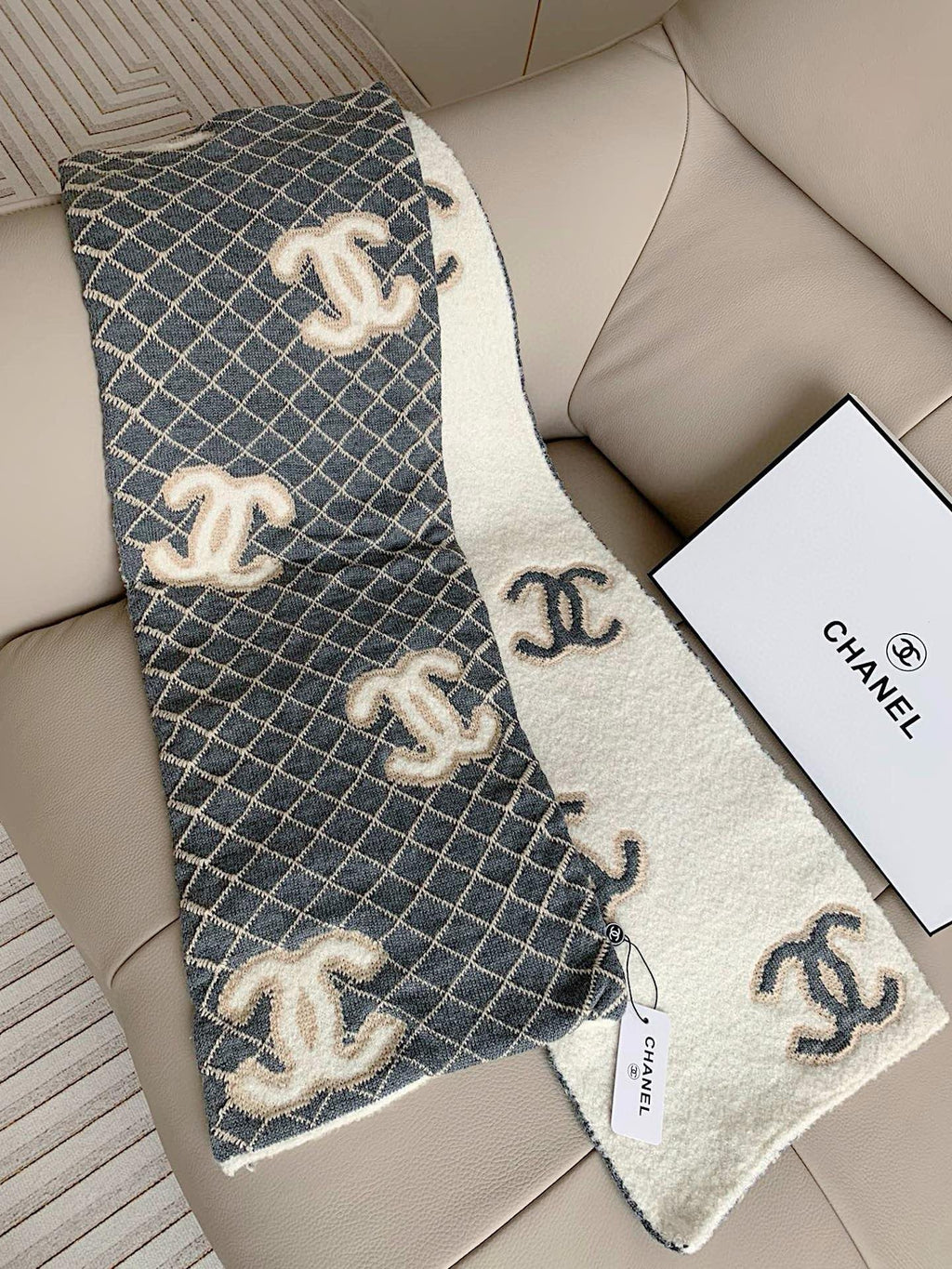 Chanel Diamond-Pattern Logo Scarf product image 1, provided for visual reference and product detail review