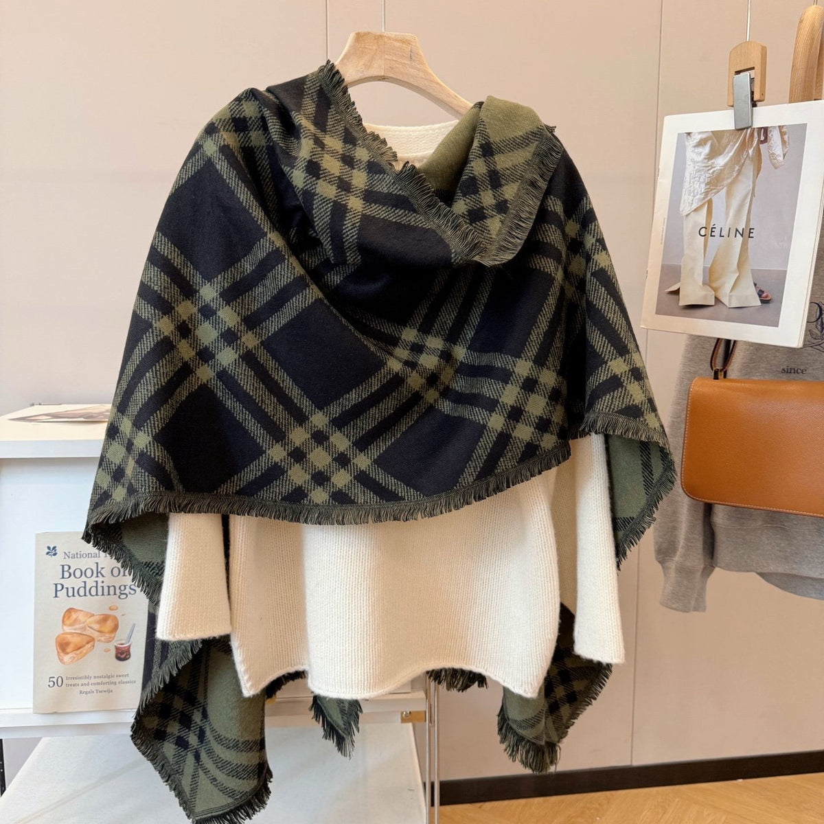 Burberry Black and Olive Green Plaid Scarf product image 6, provided for visual reference and product detail review