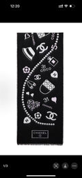 Chanel Black & White Printed Scarf product image 1, provided for visual reference and product detail review