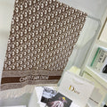 Dior Brown & Ivory Fringed Scarf product image 1, provided for visual reference and product detail review