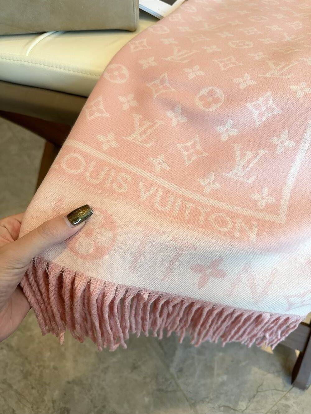 Louis Vuitton Wool Monogram Scarf with Framed Border product image 6, provided for visual reference and product detail review