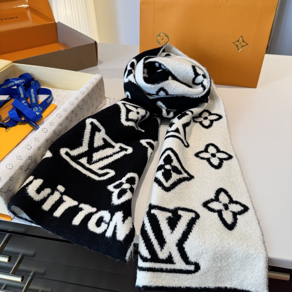 Louis Vuitton Black & Ivory Monogram Scarf product image 5, provided for visual reference and product detail review