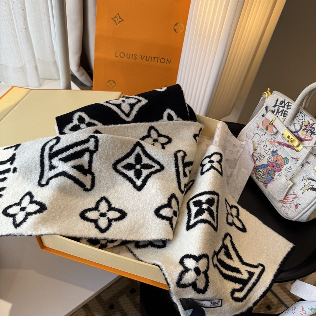 Louis Vuitton Black & Ivory Monogram Scarf product image 7, provided for visual reference and product detail review