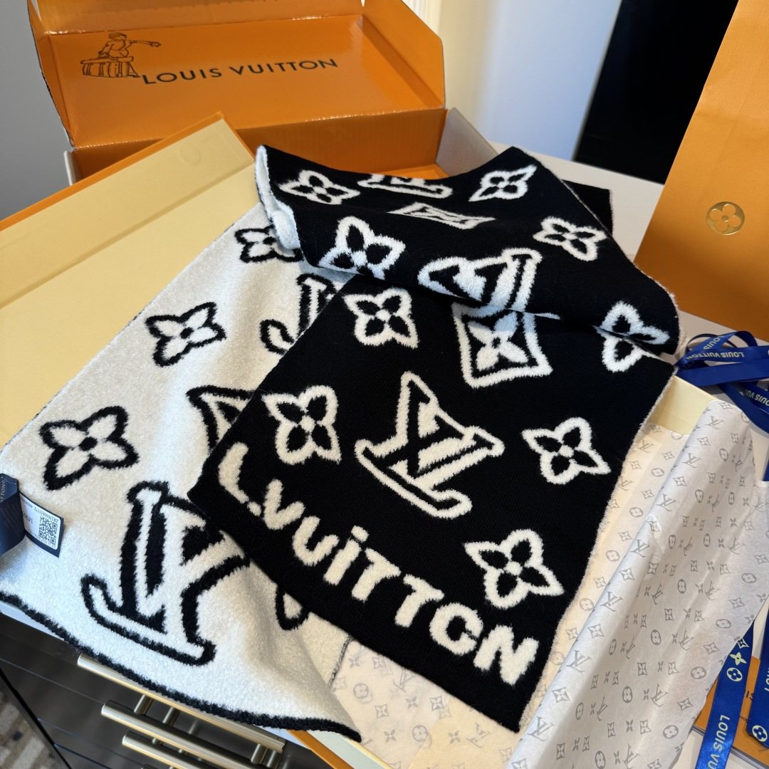 Louis Vuitton Black & Ivory Monogram Scarf product image 3, provided for visual reference and product detail review