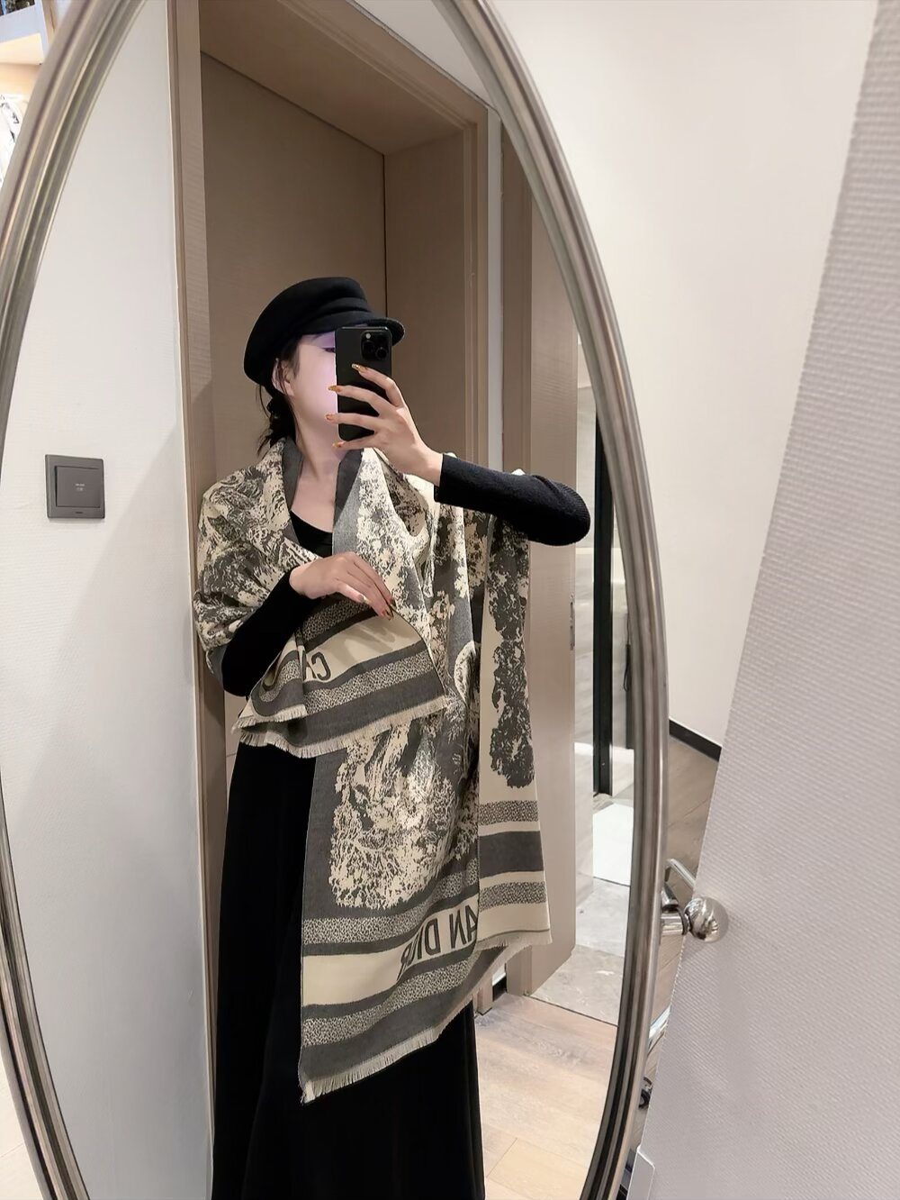 Dior Animal & Foliage Fringed Scarf product image 4, provided for visual reference and product detail review