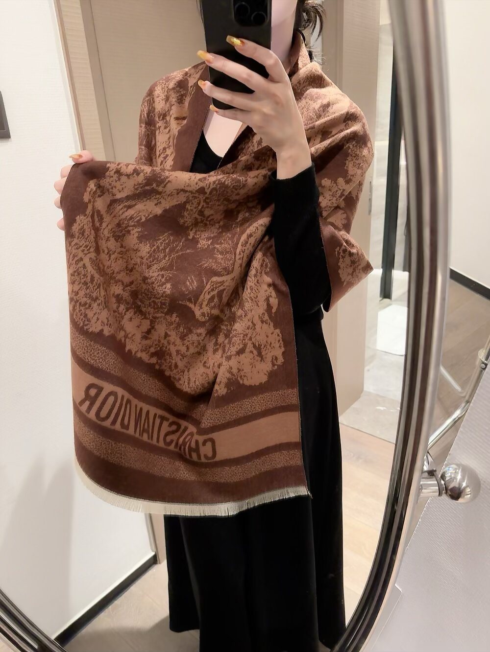 Dior Animal-Print Fringed Scarf product image 5, provided for visual reference and product detail review