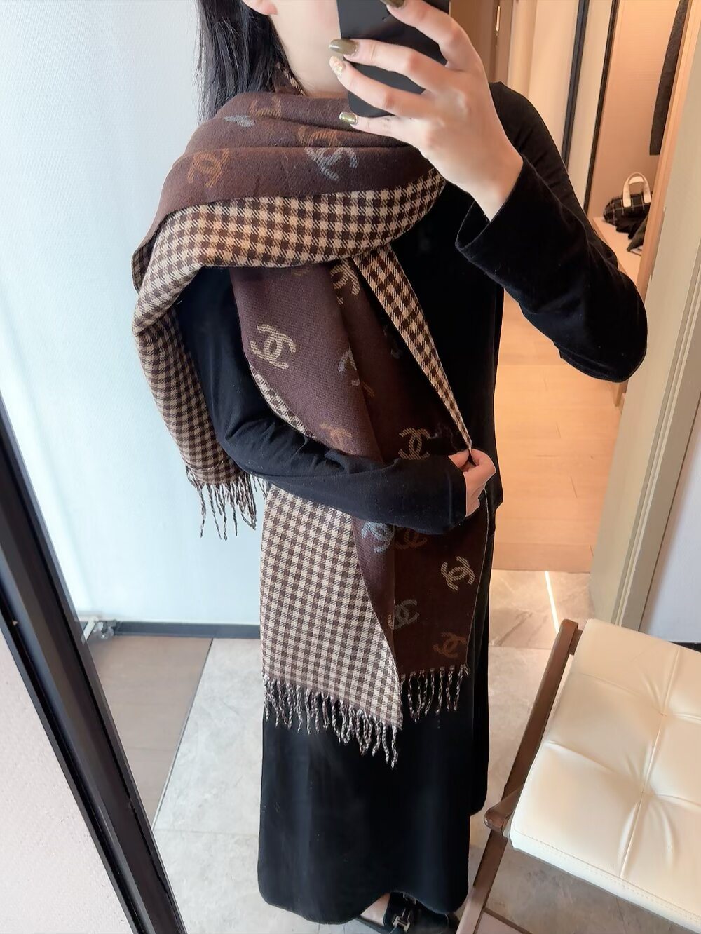 Chanel Reversible Motif Scarf product image 3, provided for visual reference and product detail review