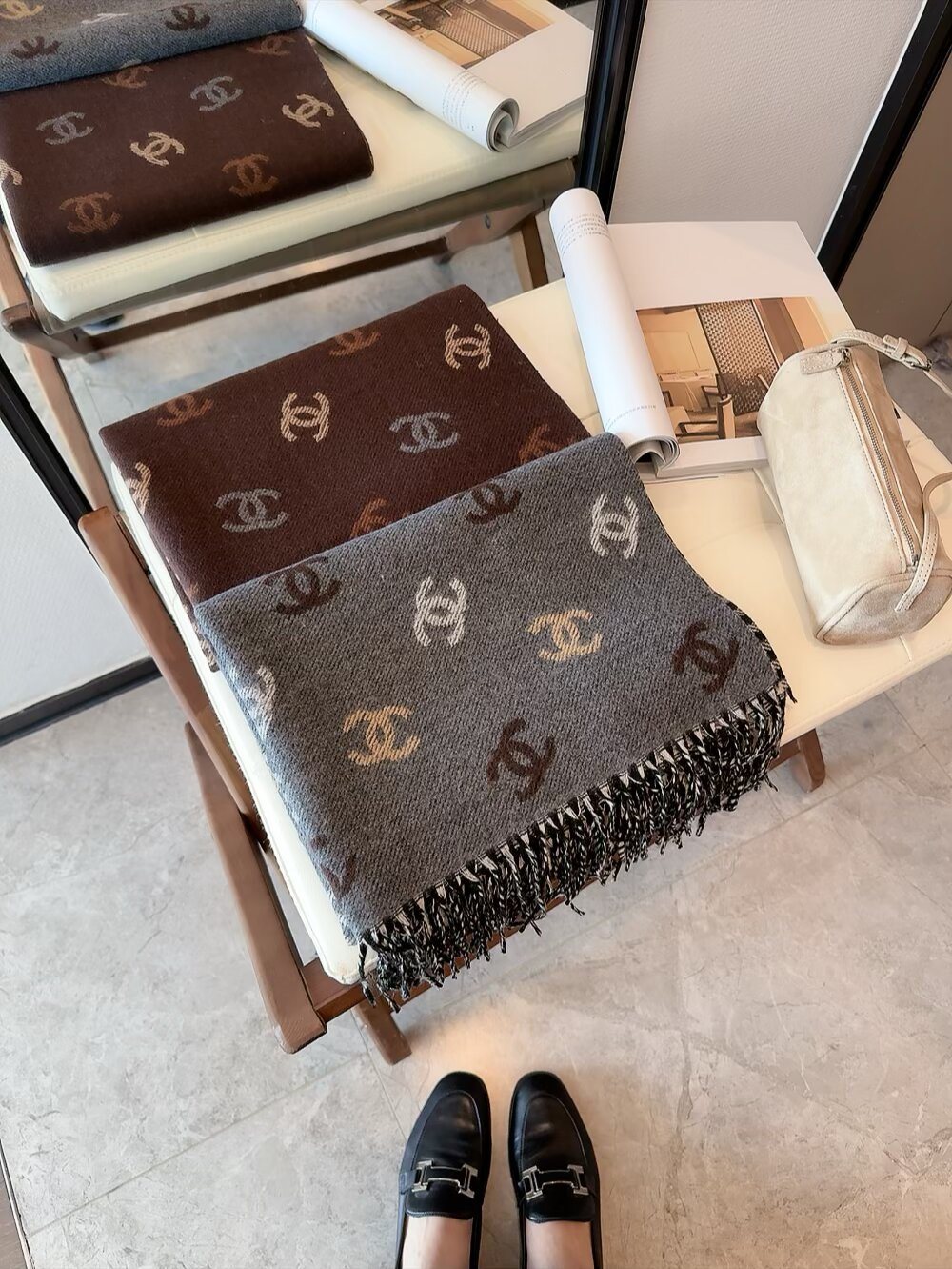 Chanel Reversible Motif Scarf product image 6, provided for visual reference and product detail review