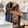 Burberry Brown Plaid Equestrian Graphic Scarf product image 1, provided for visual reference and product detail review