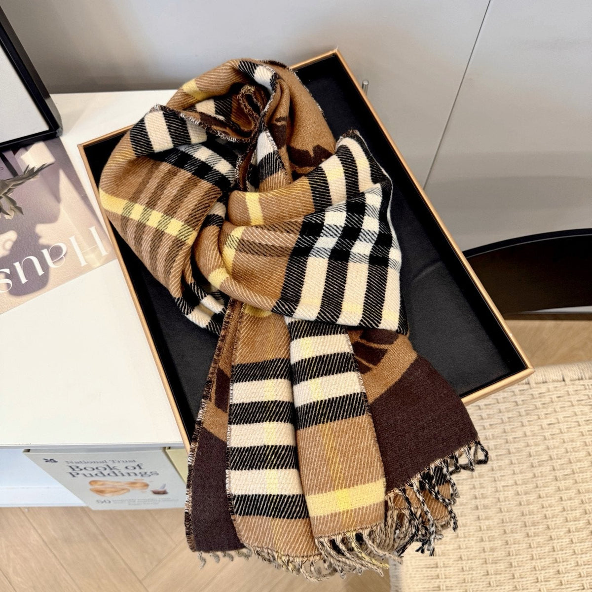 Burberry Brown Plaid Equestrian Graphic Scarf product image 6, provided for visual reference and product detail review