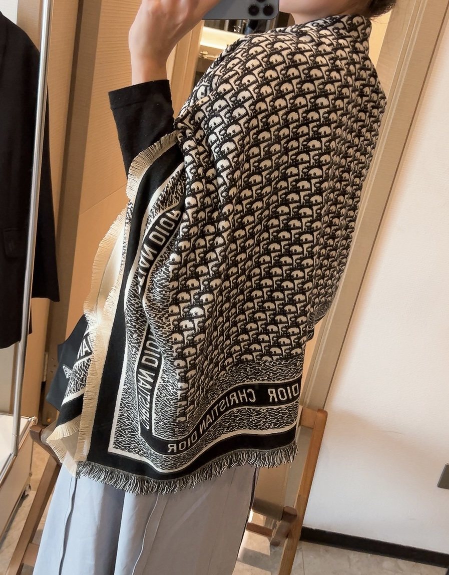 Dior Black and Gray Monogram Square Scarf product image 7, provided for visual reference and product detail review