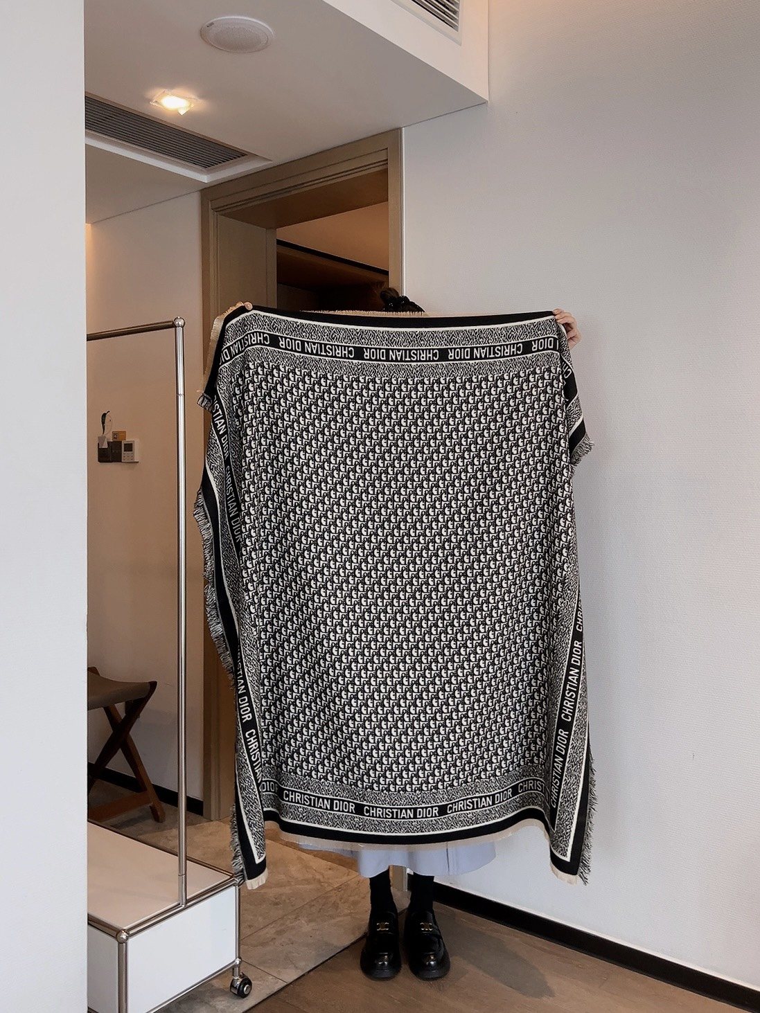 Dior Monogram Fringe Square Scarf product image 1, provided for visual reference and product detail review
