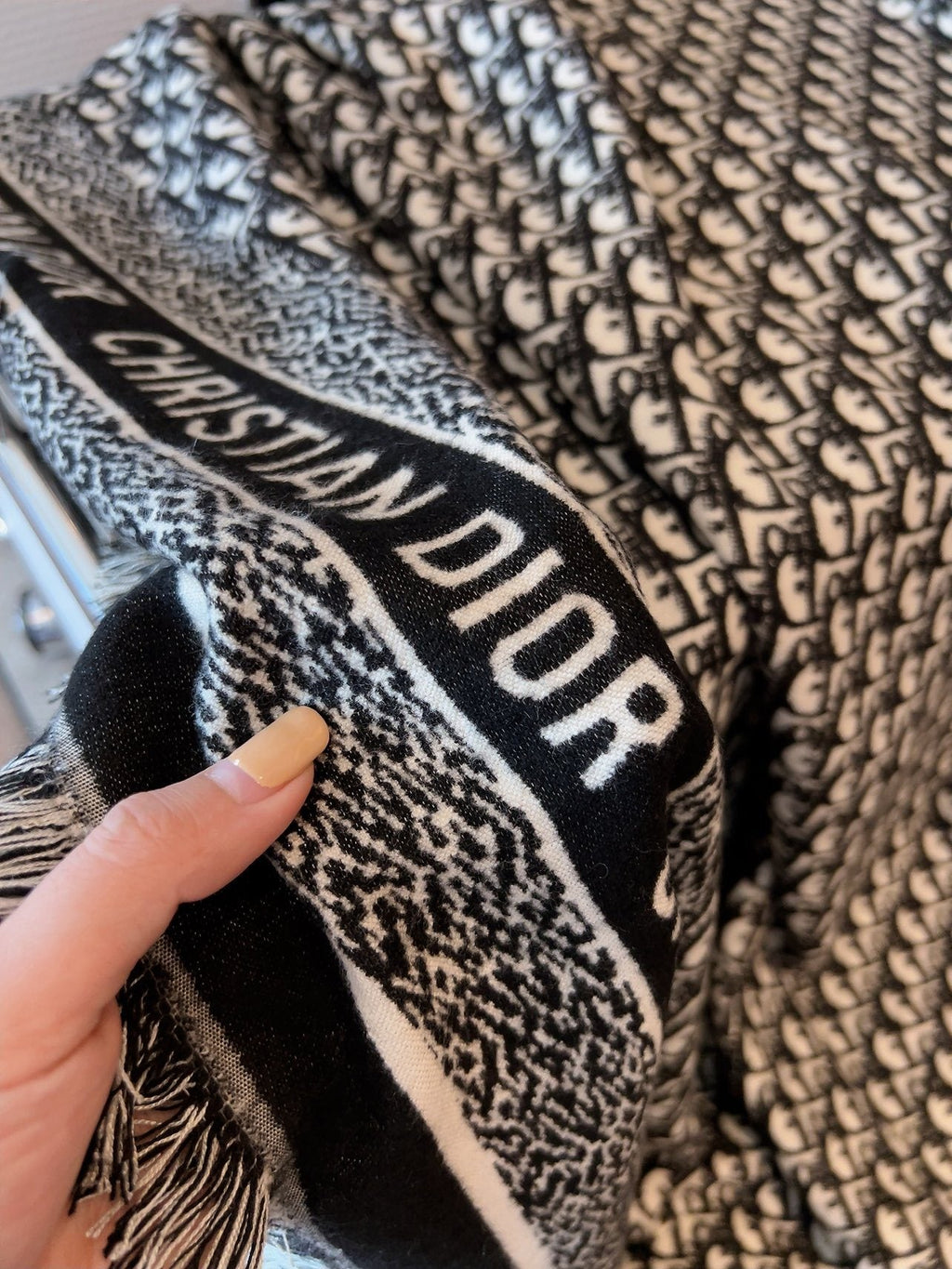 Dior Black and Gray Monogram Square Scarf product image 6, provided for visual reference and product detail review