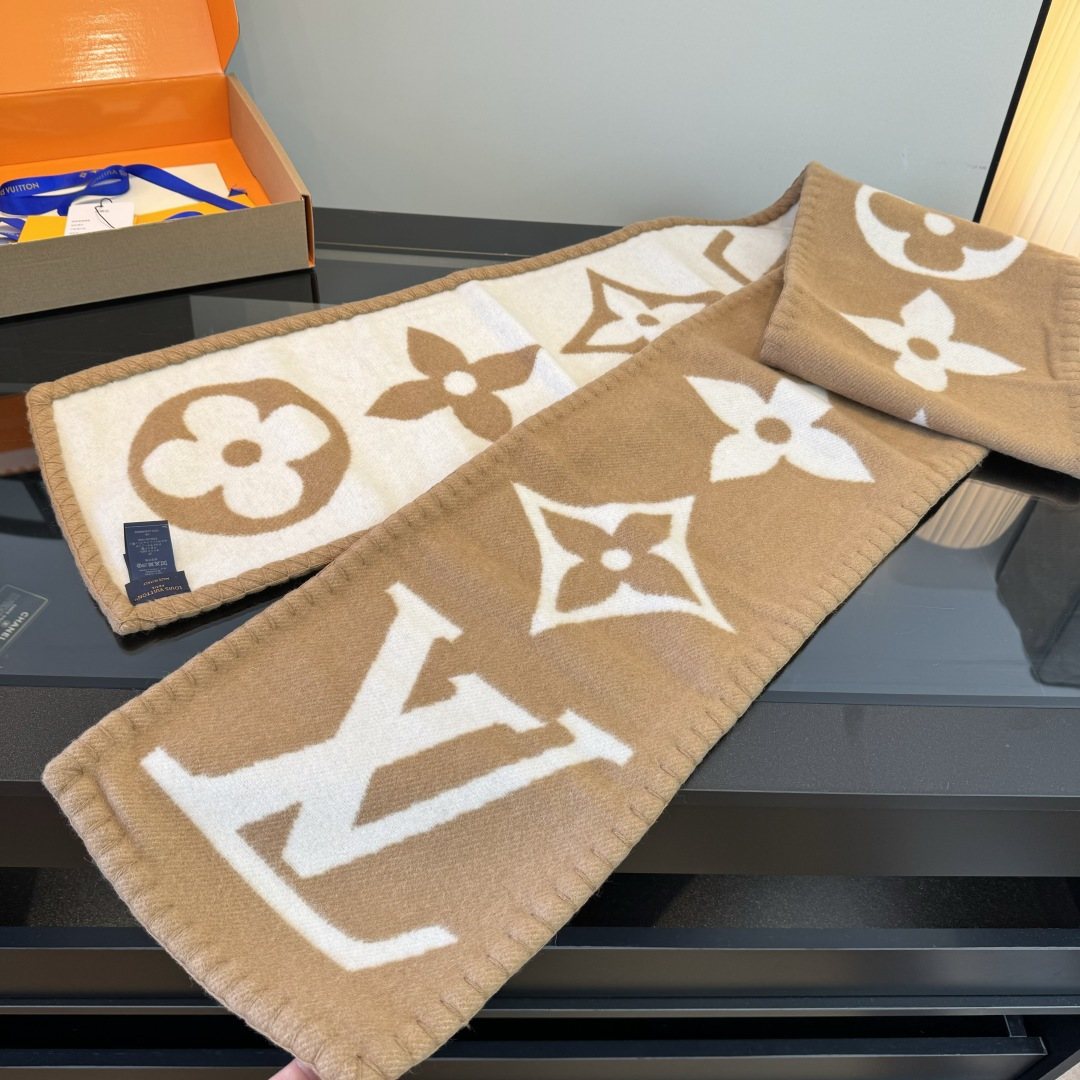 Louis Vuitton Tan & Cream Monogram Scarf product image 2, provided for visual reference and product detail review