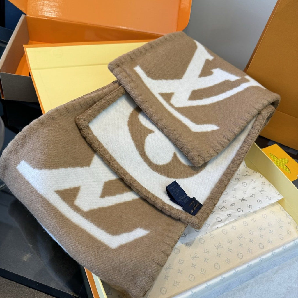 Louis Vuitton Tan & Cream Monogram Scarf product image 4, provided for visual reference and product detail review