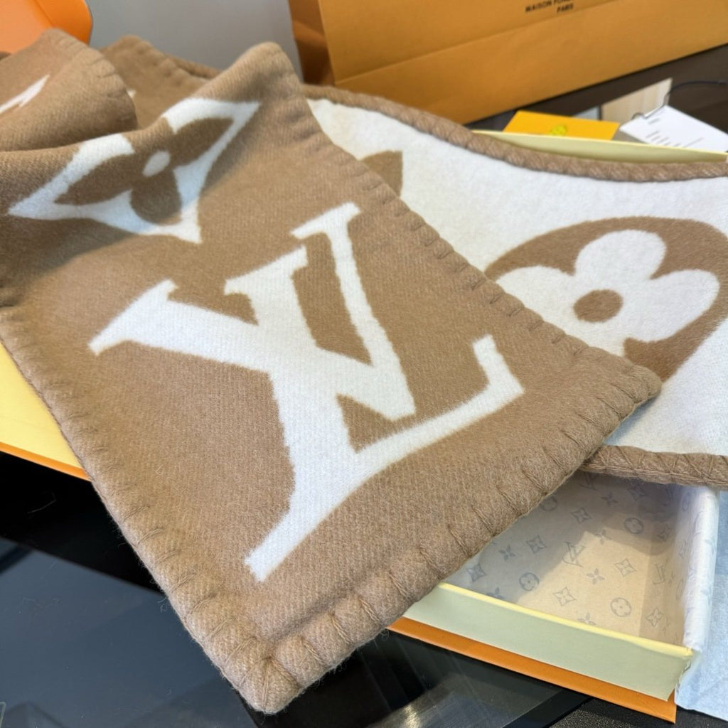 Louis Vuitton Tan & Cream Monogram Scarf product image 6, provided for visual reference and product detail review
