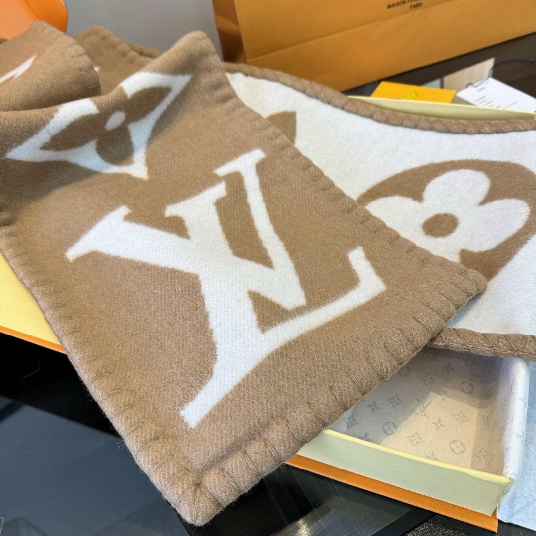 Louis Vuitton Tan & Cream Monogram Scarf product image 6, provided for visual reference and product detail review