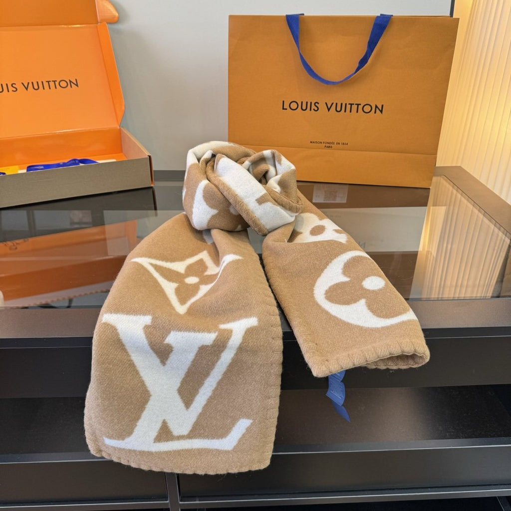 Louis Vuitton Tan & Cream Monogram Scarf product image 3, provided for visual reference and product detail review