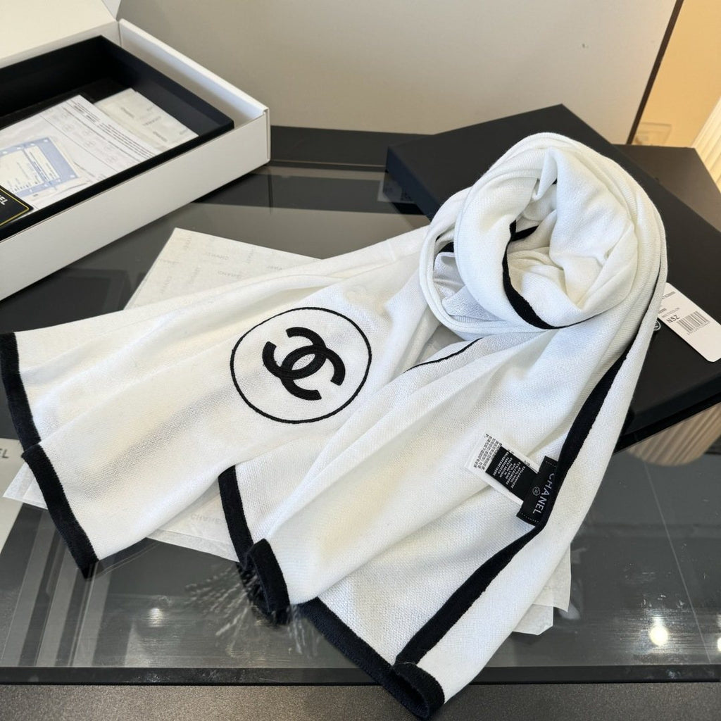 Chanel Reversible Contrast Trim Scarf Shawl product image 4, provided for visual reference and product detail review