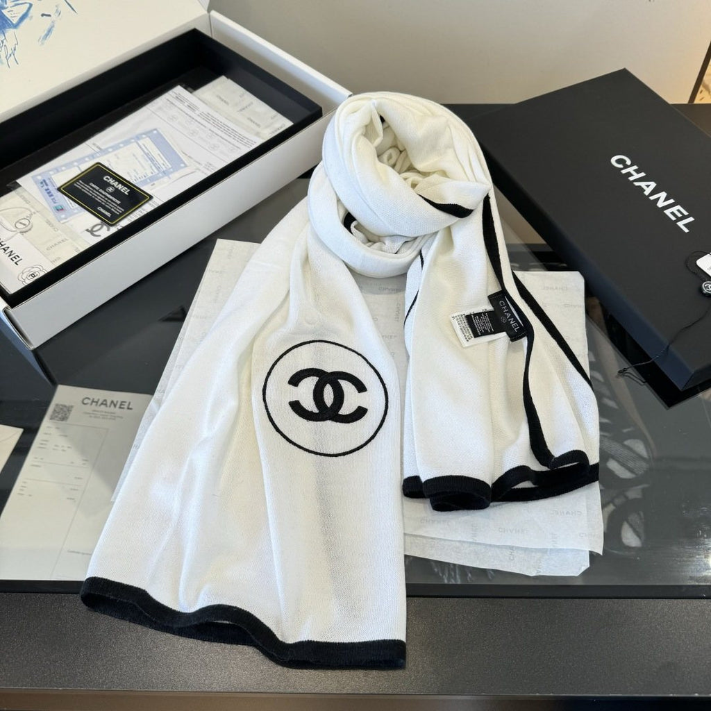 Chanel Reversible Contrast Trim Scarf Shawl product image 8, provided for visual reference and product detail review