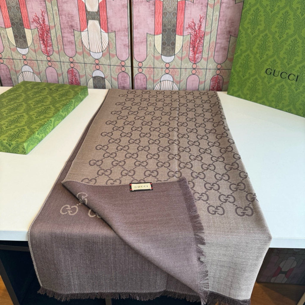Gucci Fringed Monogram Scarf product image 7, provided for visual reference and product detail review