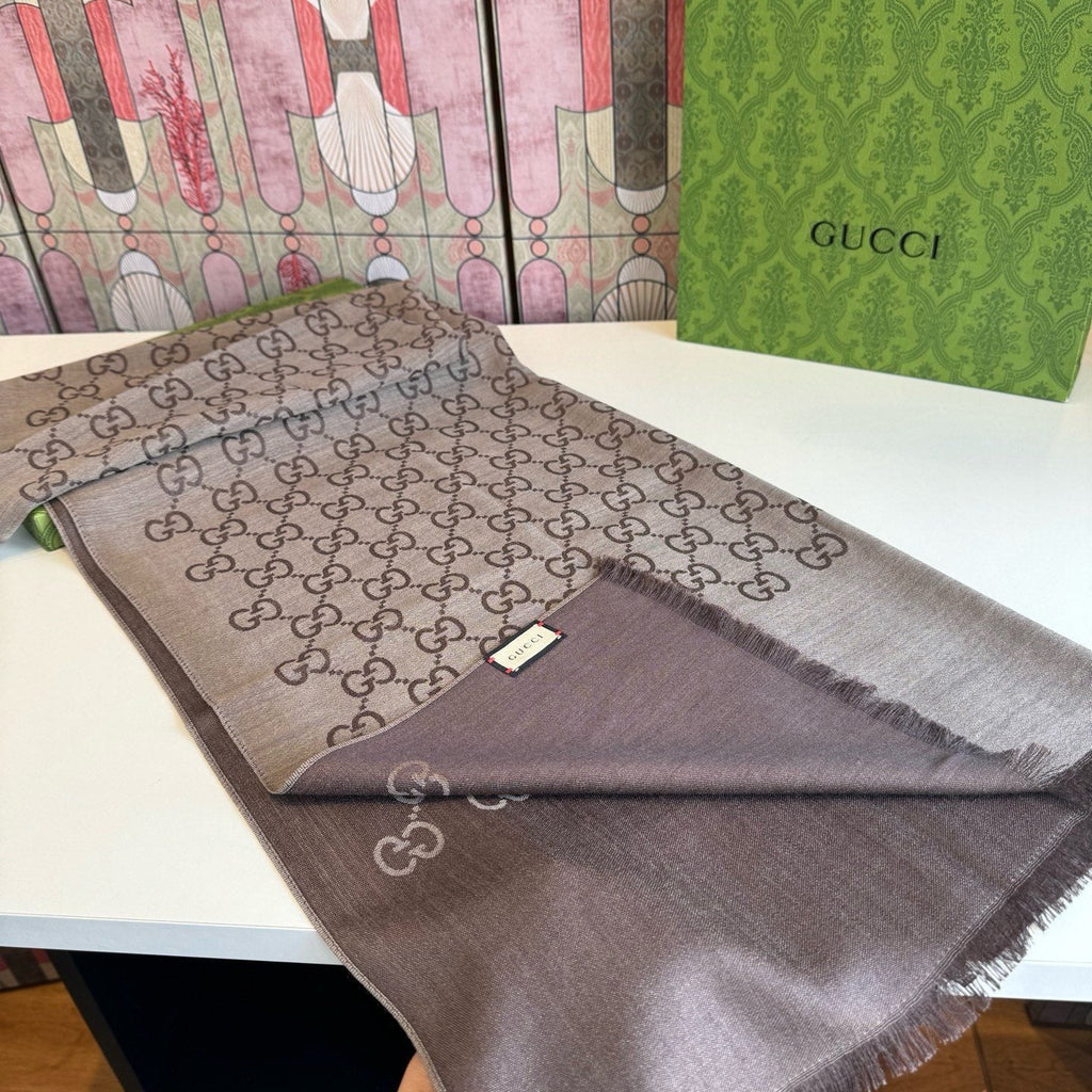 Gucci Fringed Monogram Scarf product image 8, provided for visual reference and product detail review
